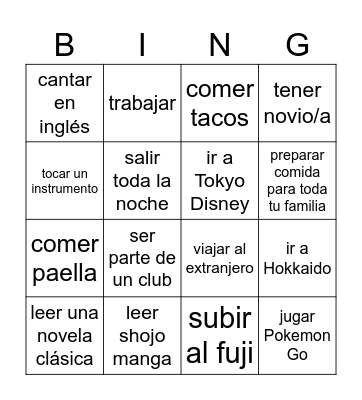 ¿Alguna vez...? Bingo Card