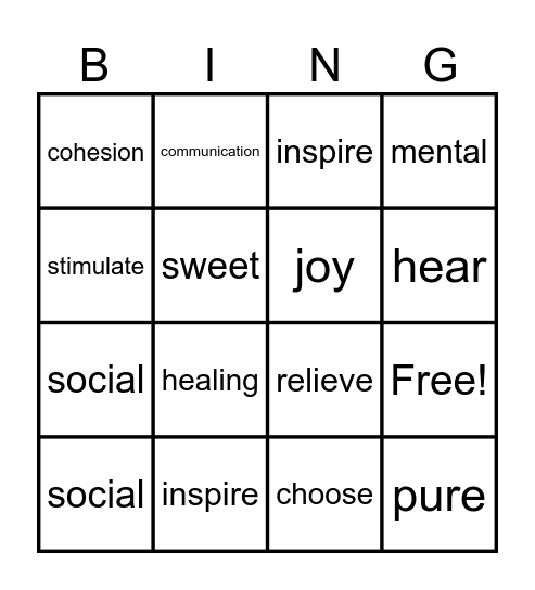Melody Bingo Card