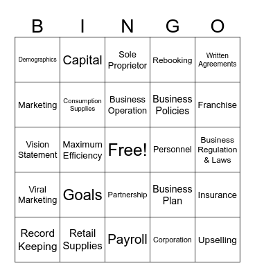 The Beauty Business Bingo Card