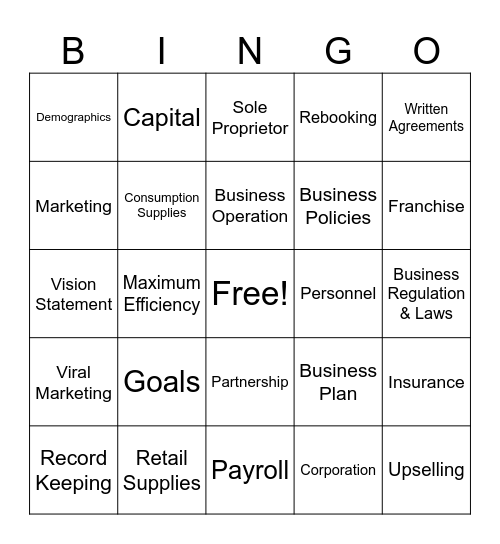 The Beauty Business Bingo Card