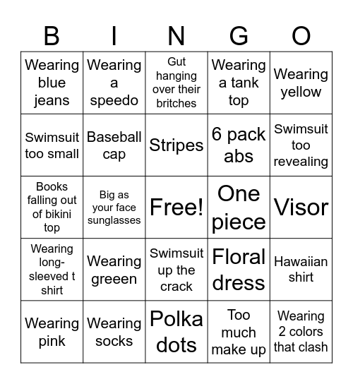 CLOTHING Bingo Card