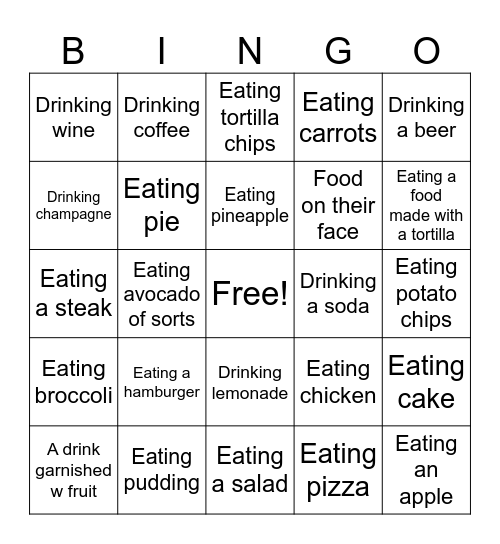 EATING & DRINKING Bingo Card