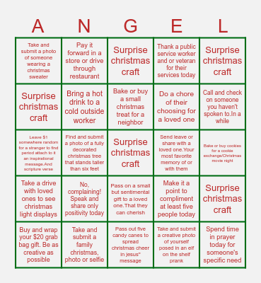 Christmas ANGEL Bingo Card