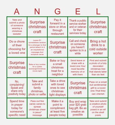 Christmas ANGEL Bingo Card