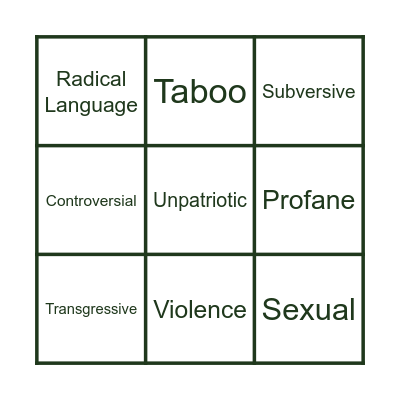 Banned Bingo 2 Bingo Card