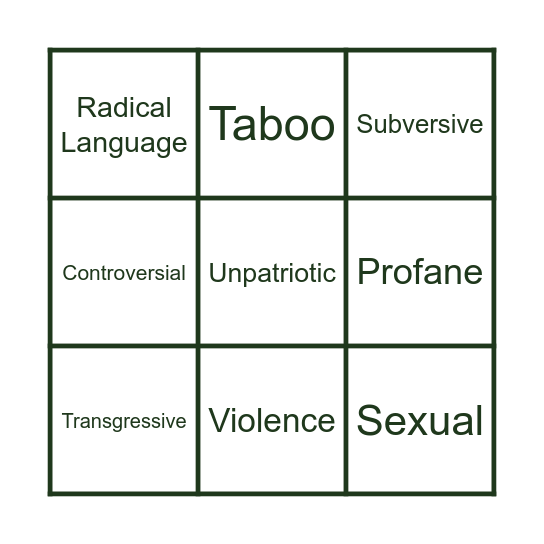 Banned Bingo 2 Bingo Card