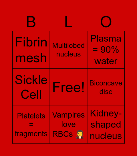 Blood Bingo Card