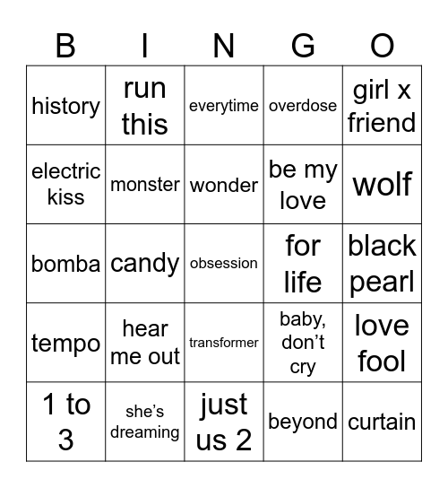 exo’s goated discography Bingo Card