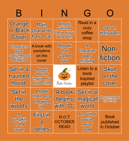 October Book Bingo Card
