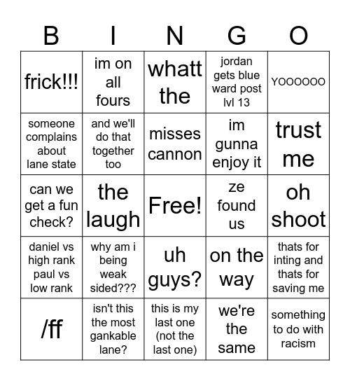 pal bingo Card