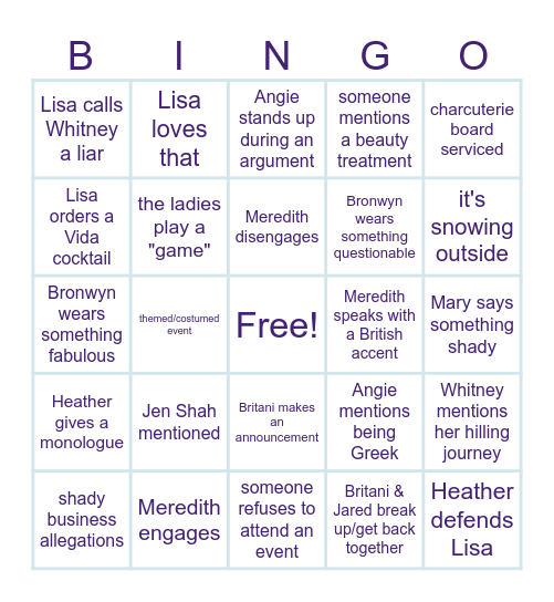 RHOSLC BINGO Card