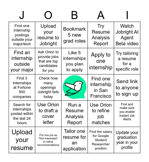 Jobright.ai Bingo! Bingo Card