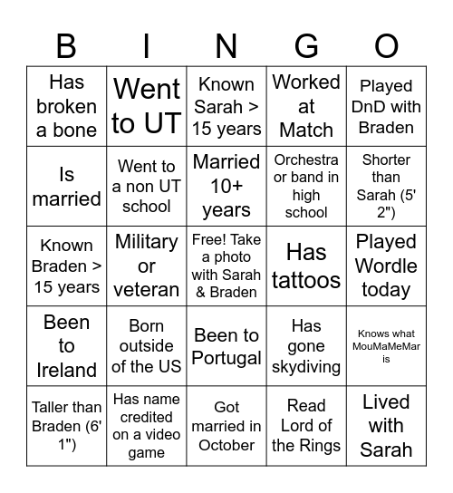 Find Someone Who Bingo Card
