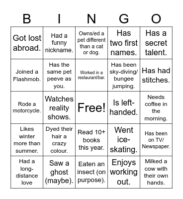 Find someone who... Bingo Card