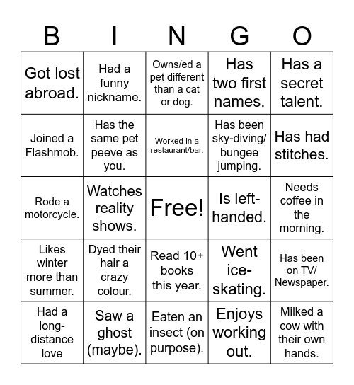 Find someone who... Bingo Card