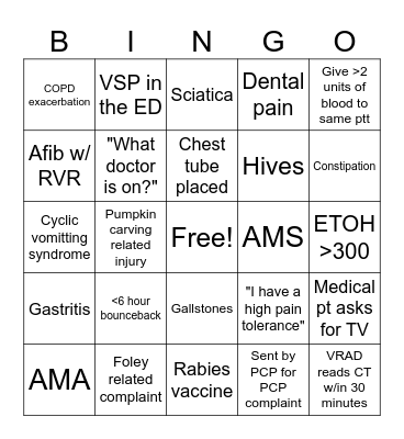 October Bingo Card