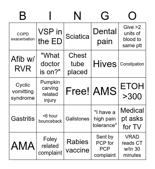 October Bingo Card