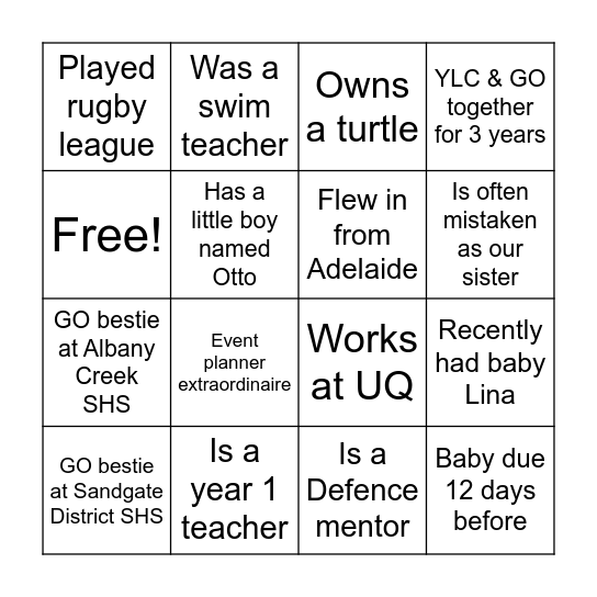 Meet our Village Bingo Card