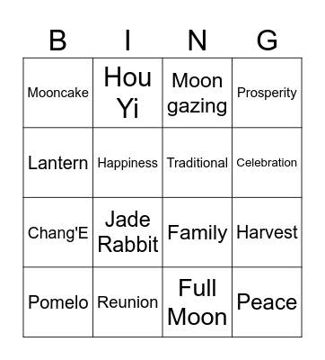 Mid Autumn Festival Bingo Card