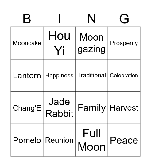 Mid Autumn Festival Bingo Card