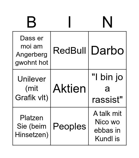 Eine Gröller Stunde Bingo Card