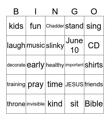 KINGDOM  ROCK Bingo Card