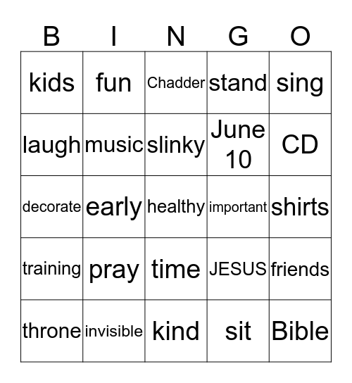 KINGDOM  ROCK Bingo Card