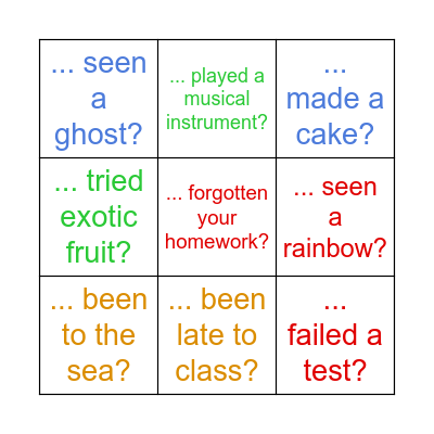 Have you ever...? Bingo Card