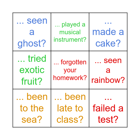 Have you ever...? Bingo Card
