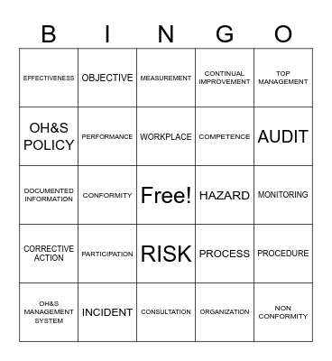 OSHMS BINGO Card