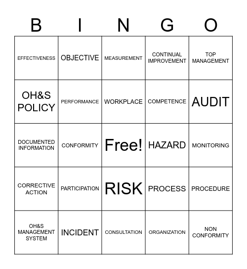 OSHMS BINGO Card