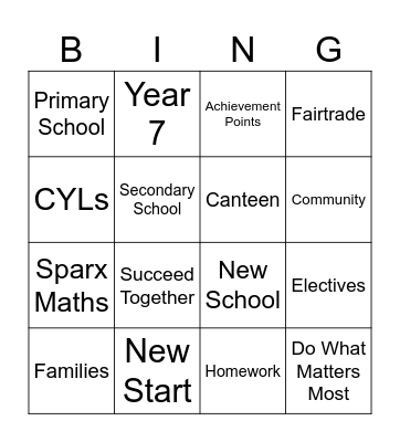 Co-op Academy Bingo Card