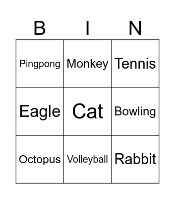 BIN Bingo Card