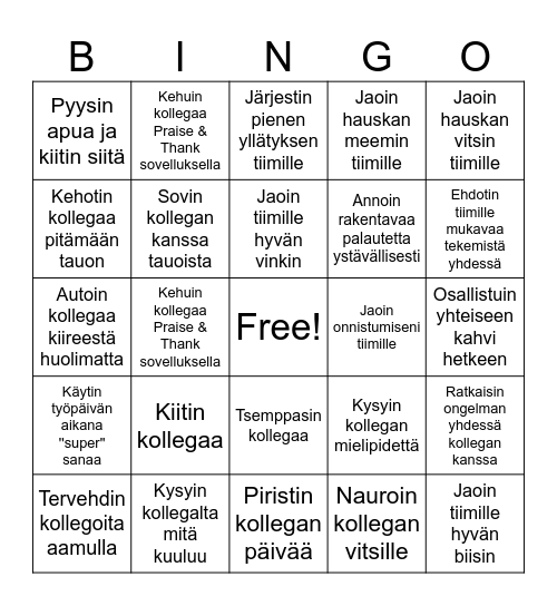 TIIMI Bingo Card