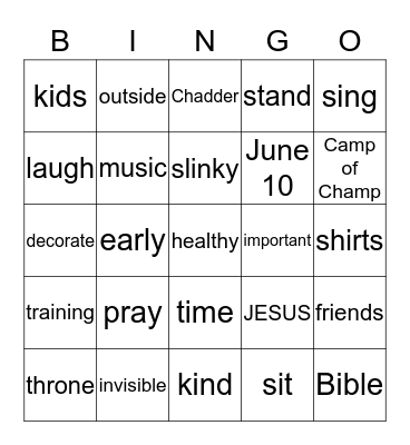 KINGDOM  ROCK Bingo Card