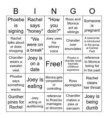 Friends binge-watch Bingo Card