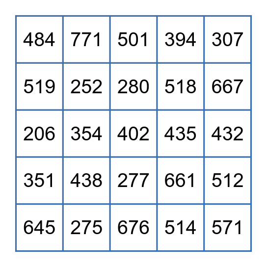 Bingo Adição Bingo Card