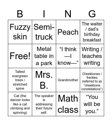 To Whom I will Become Bingo Card