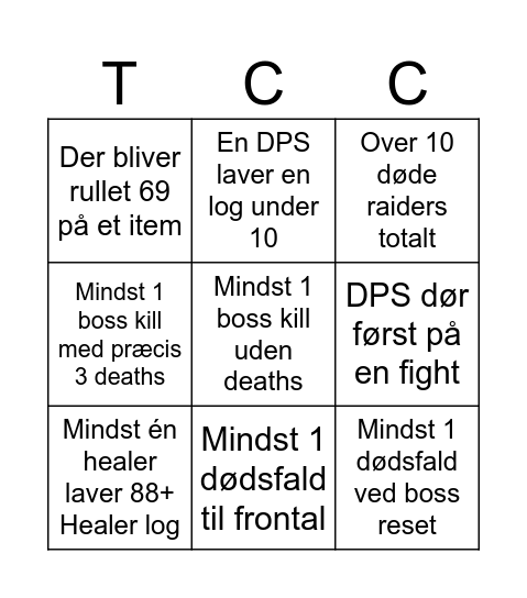 Social Raid Bingo Card