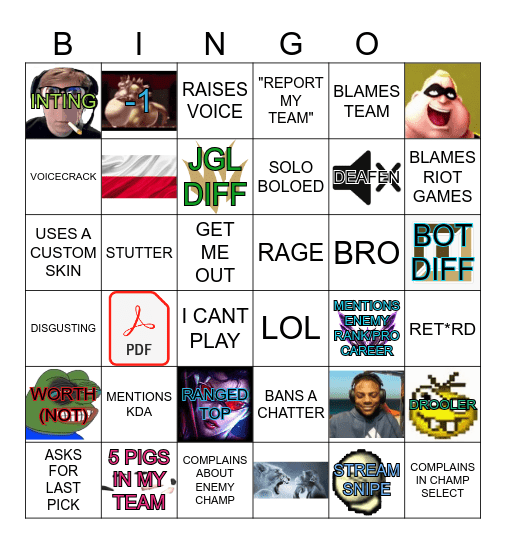 Druttut Bingo Card