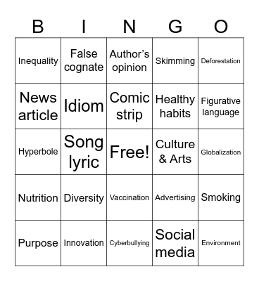 ENEM Bingo Card