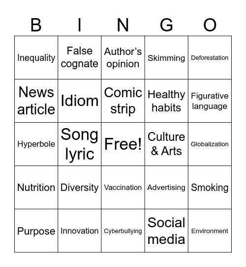 ENEM Bingo Card