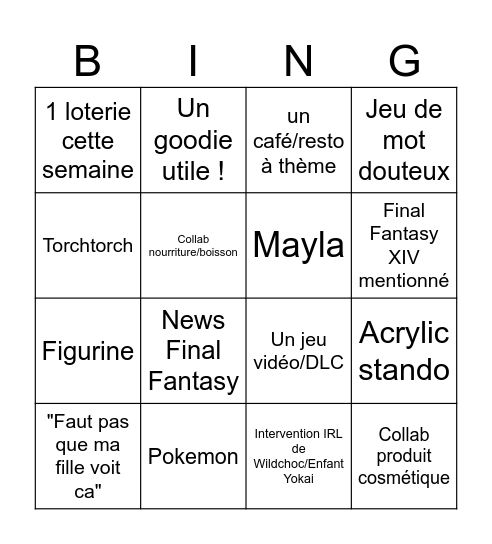 Bingo goodies Japon Bingo Card