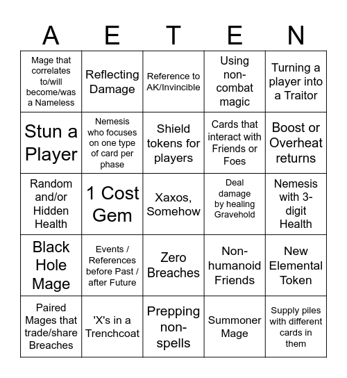 AE10 Bingo! Bingo Card