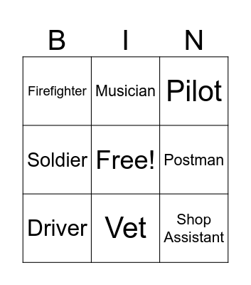 Professions BINGO Card