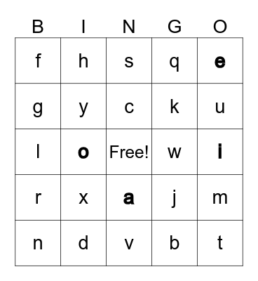 Phonics Bingo Card