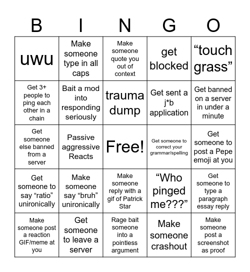 Discord Bingo Card