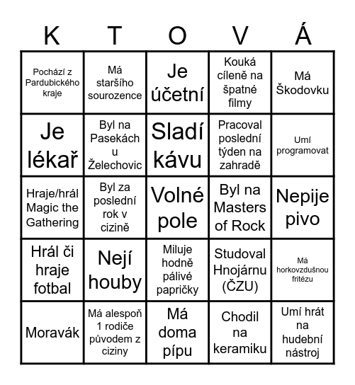 Svatební bingo Card