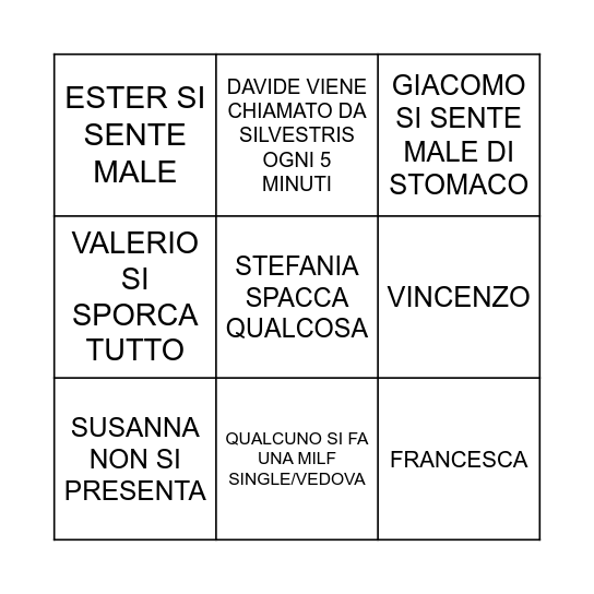 BINGO MATRIMONIO DI ESTER Bingo Card