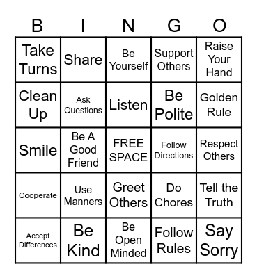RESPECT Bingo Card